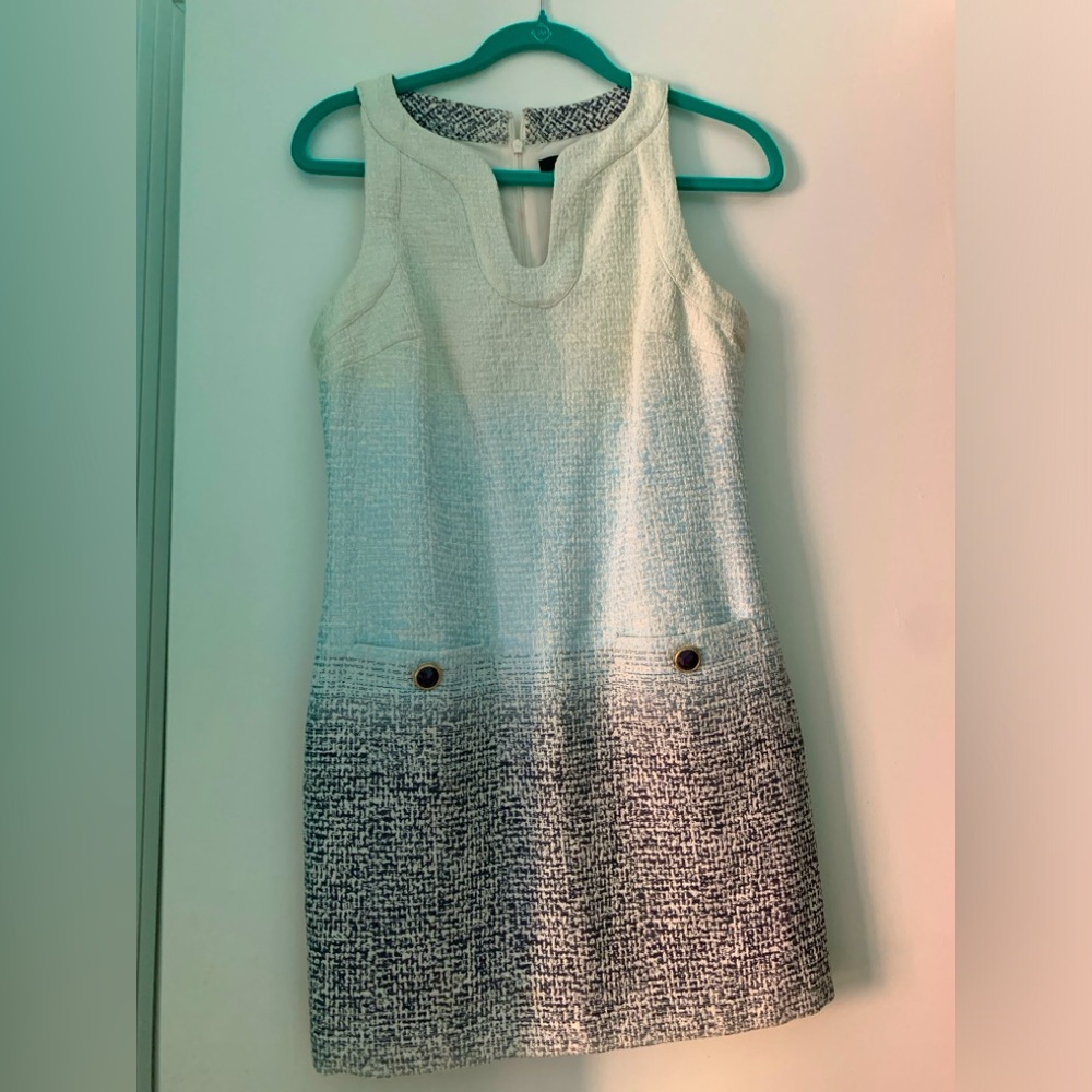 Cynthia Steffe Bailey Split Neck Blue Ombre Shift Dress Size 4 - Picture 2 of 7